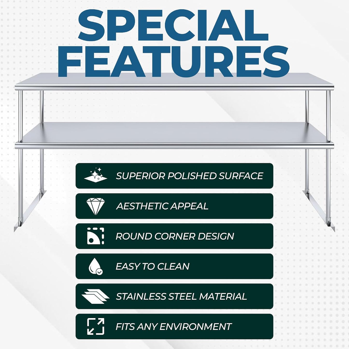 NSF 60" x 12" Stainless Steel Double Overshelf