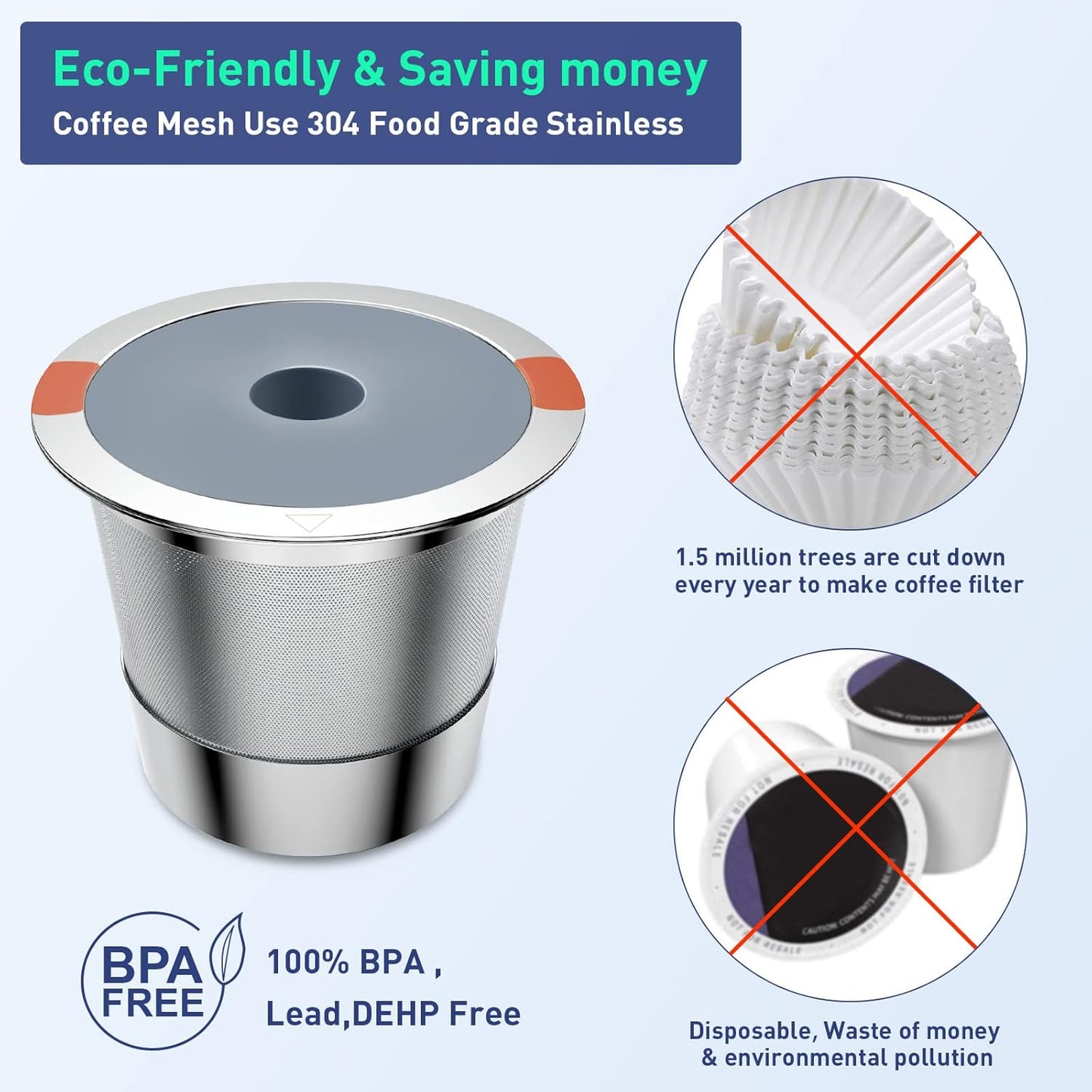 K Cup Reusable Coffee Pods, Stainless Steel Reusable K Cups Coffee Filter Compatible for Keurig 1.0 &amp; 2.0 Coffee Makers, Non-BPA Stainless Steel Reusable K Cup(1 pack)