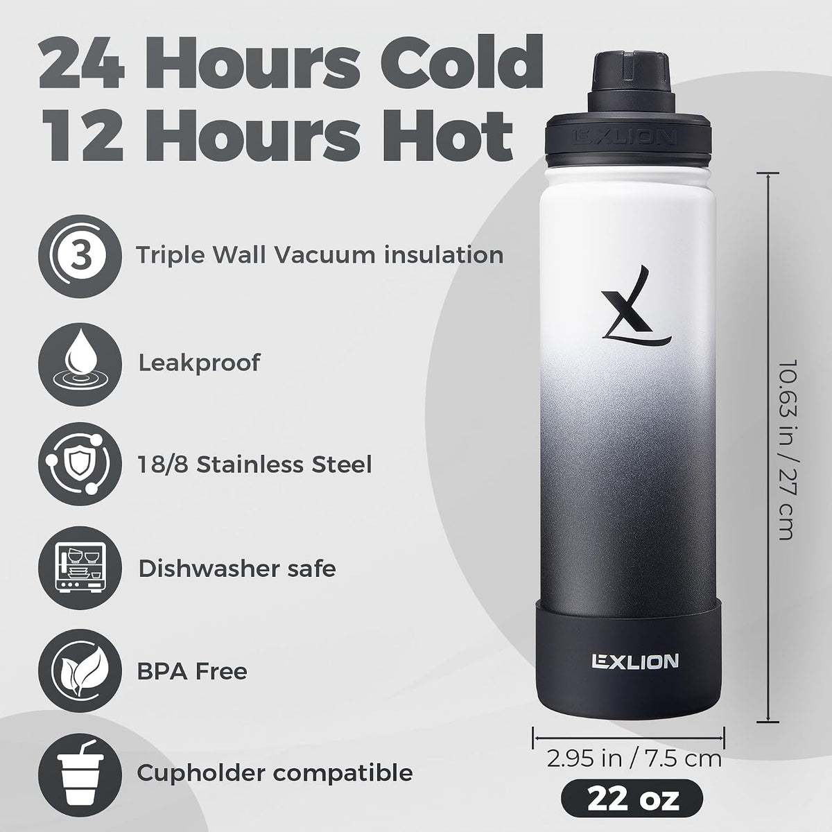 Lexlion Tea Infuser Water Bottle 22 Oz