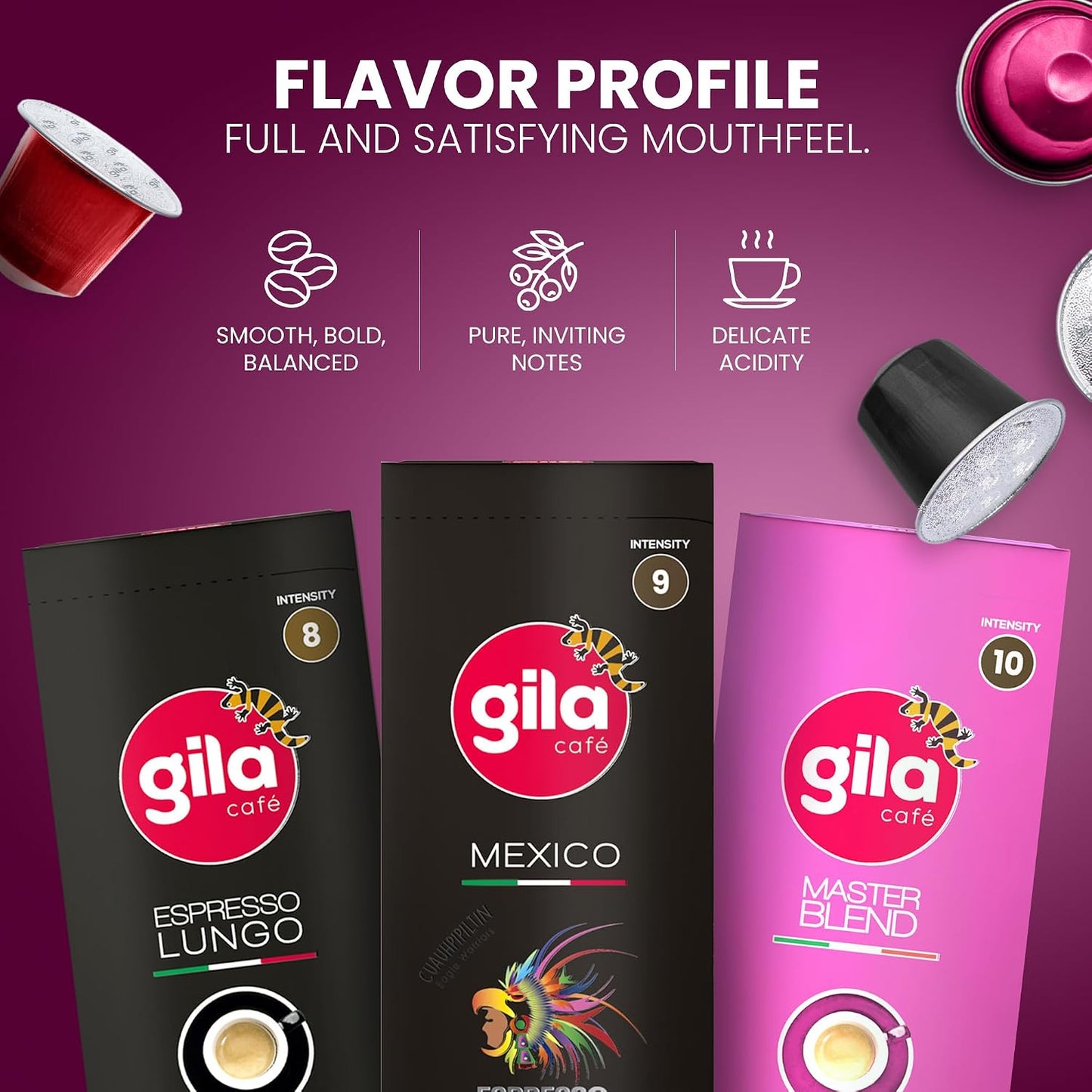 gila cafe Espresso Coffee Capsules, Nespresso Original, Dark Roast, 60ct