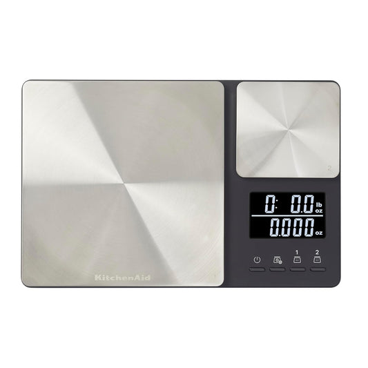 KitchenAid KQ909 Dual Platform Digital Kitchen and Food Scale, 11 pound capacity and Precision 16oz capacity, Black with