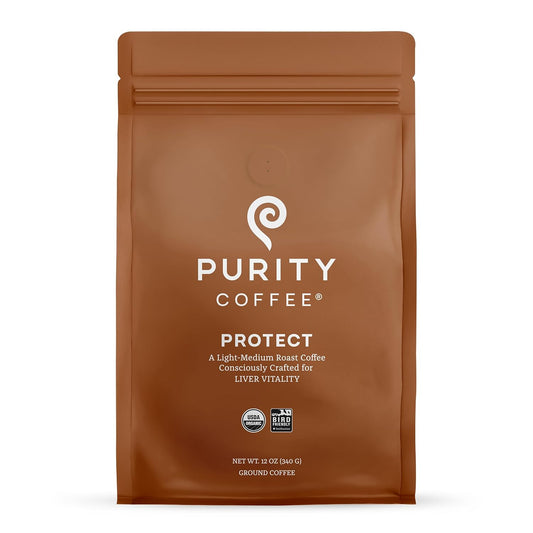 Purity Coffee PROTECT Light-Medium Roast Ground Coffee for Liver Vitality - USDA Organic and Third-Party Tested for