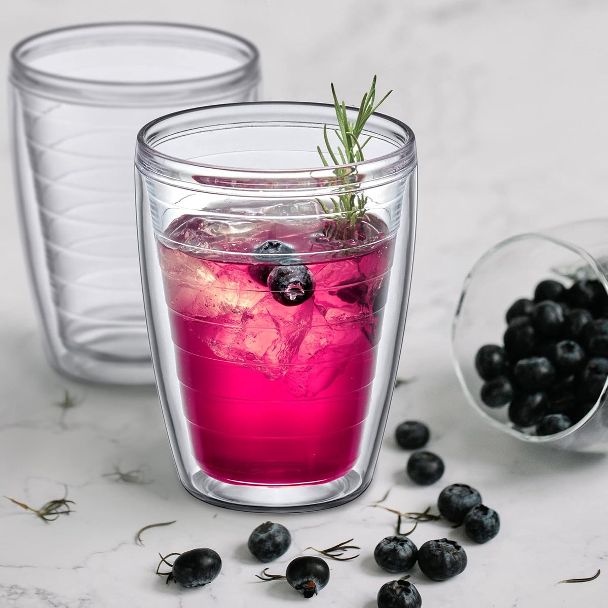 Amazing Abby Alaska 16-Ounce Insulated Tumblers (Set of 4), Double-Wall All-Clear Reusable BPA-Free Shatter-Proof Dishwasher-Safe Plastic Drinking Glasses