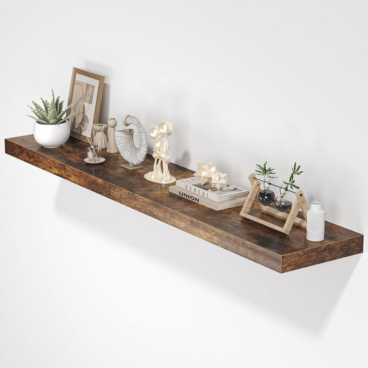 Floating Shelves for Wall, 55"W x 9.3"D x 1.5"H, Long Wooden Wall Mounted Display Shelf with Invisible Brackets for Living