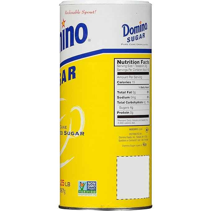 Domino® Granulated Sugar, 20 oz Canister, Sugar Container (Pack of 3)