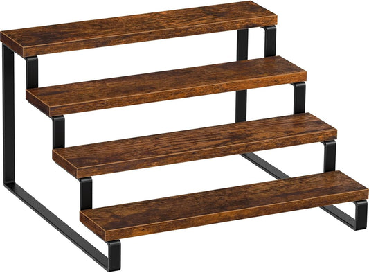 Giikin 4 Tier Spice Rack, Wooden Spice Rack for Countertop, Kitchen Counter Storage Shelves Cupcake Stand Holder Display