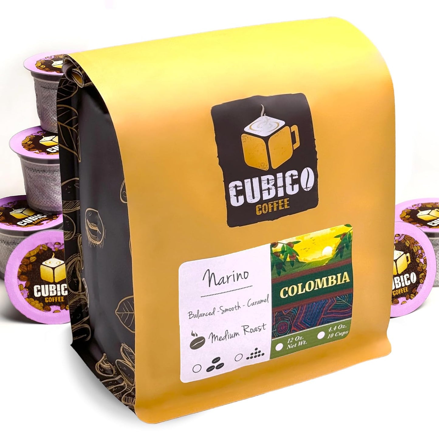 Colombian Coffee, Single Serve Coffee Pods, Premium Colombia Supremo Single Origin Fresh Roasted Coffee | K-Cup Compatible Brewers | Cubico Coffee | 10 Count