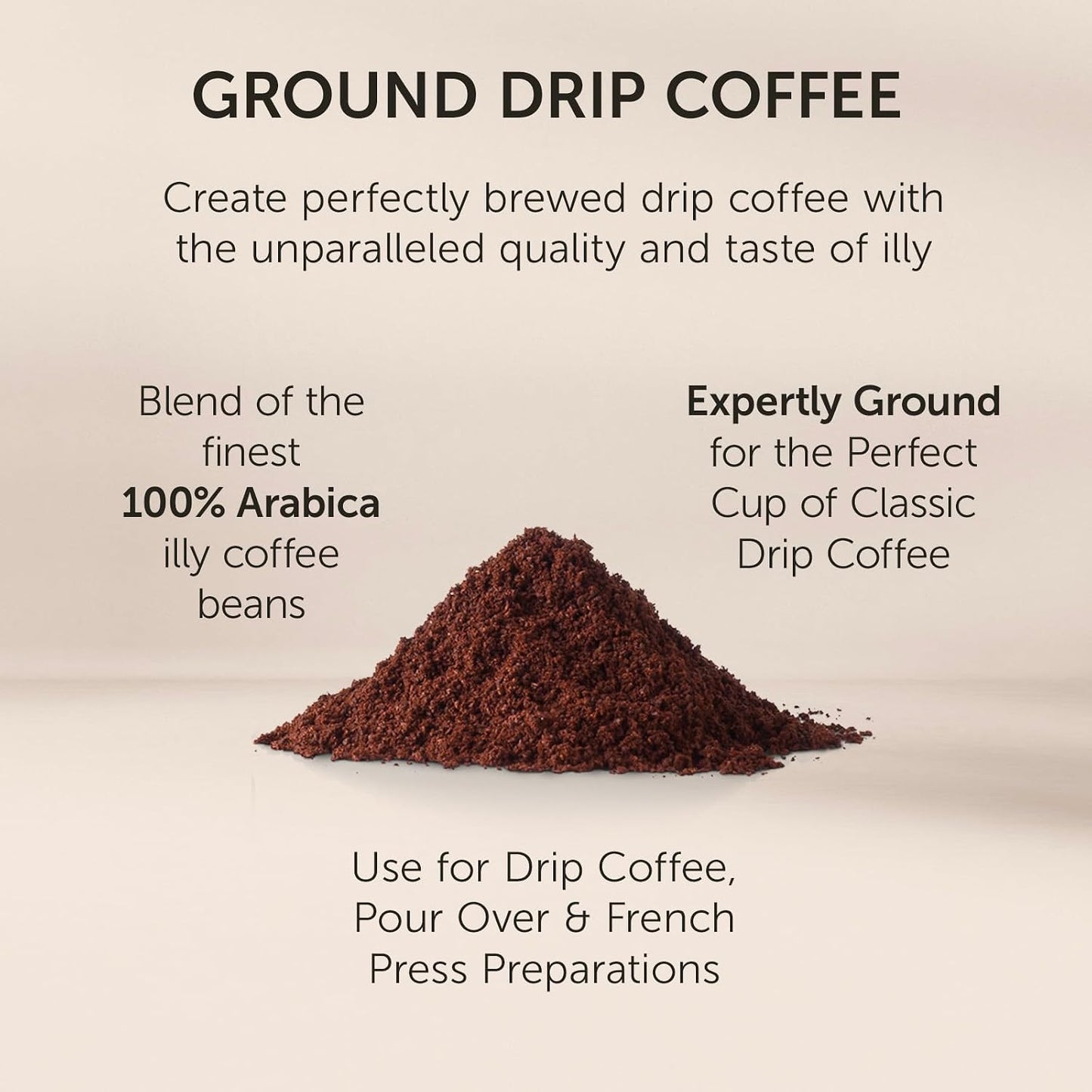 illy Ground Drip Coffee, Classico Medium Roast, 4.4 oz | 100% Arabica, Premium Italian Coffee, Pre-Ground for Drip Brewers