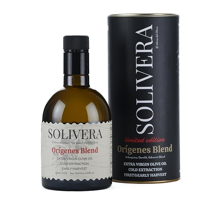 Solivera Orígenes Blend Extra Virgin Olive Oil Cold Pressed, 300+ High Polyphenols, Heritage Blend, Rich & Earthy, Single-Origin Organic Olive Oil, Hand Picked Early Harvest - 16.8 fl. oz. (Orígenes Blend)