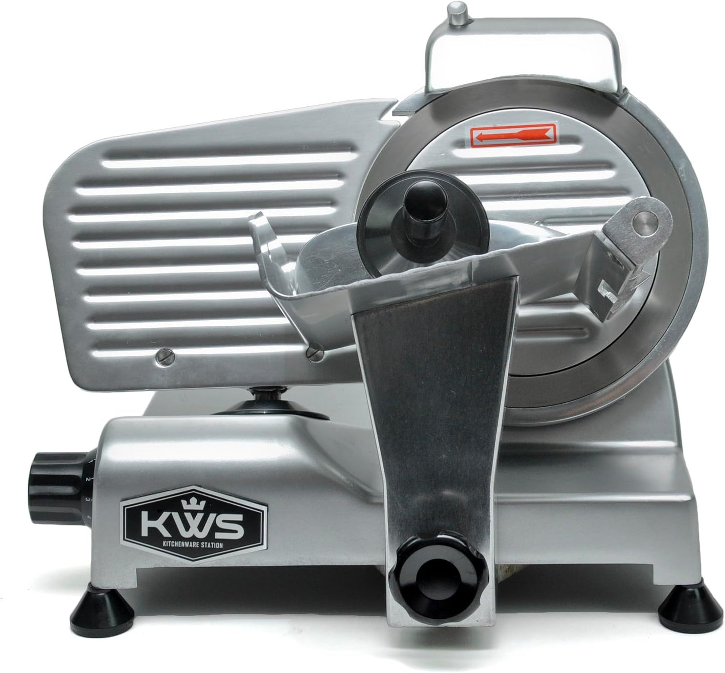 KWS Premium MS-6SS 200W Electric Compact Slicer 7.67 Inch Stainless Steel Blade, Frozen Meat/Deli Meat/Cheese/Food Slicer Low Noises Commercial and Home Use