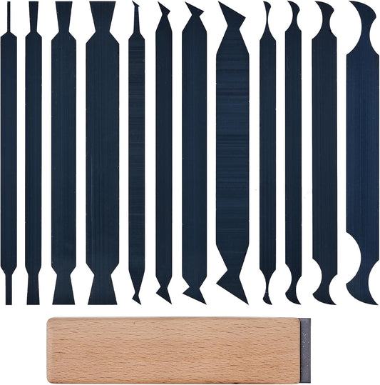 New Cabinet Scraper Cards asnd Cabinet Scraper Burnisher with 12 Piece Multi-Shaped Scraper Set Suitable for Various Small