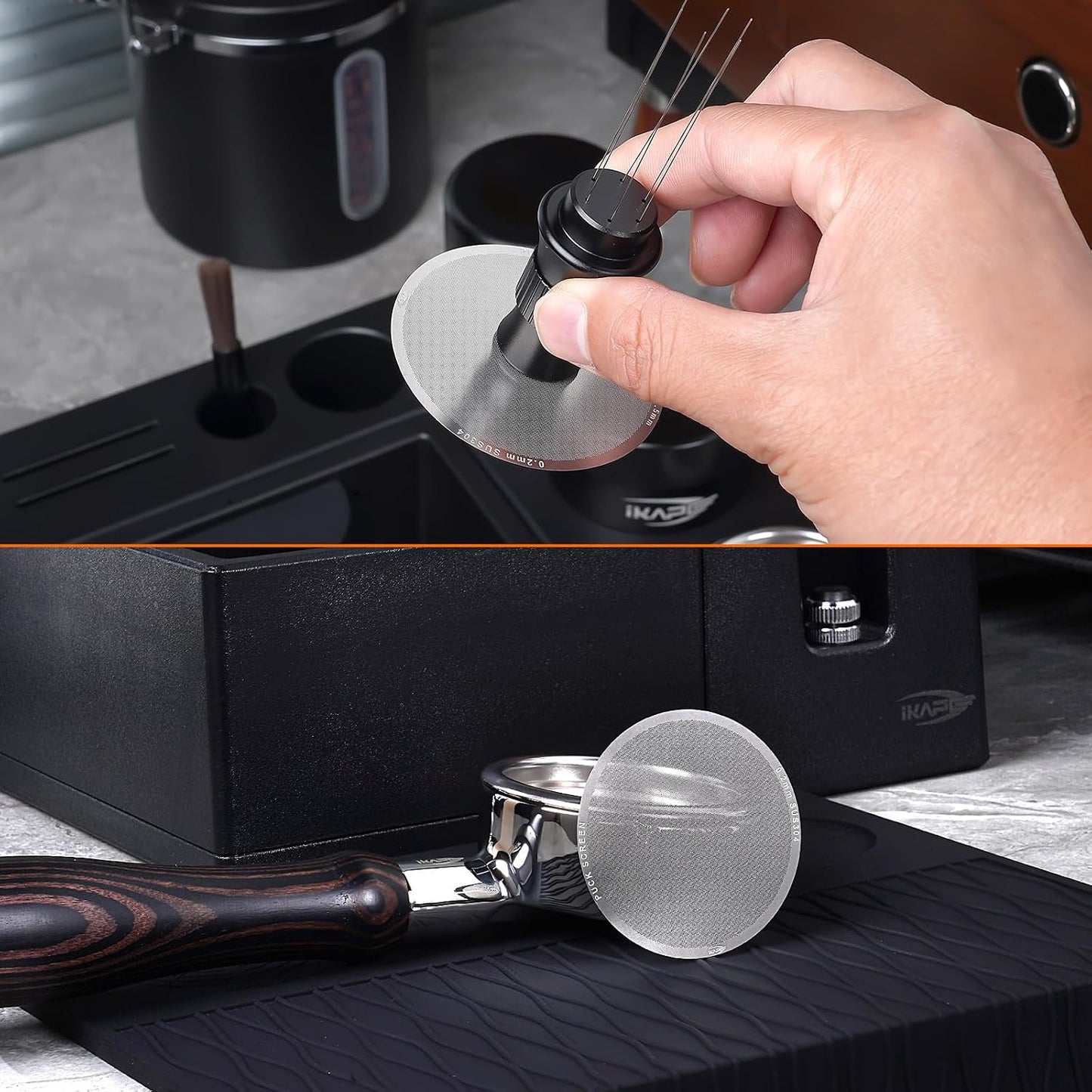 IKAPE 51mm Espresso Puck Screen, 0.2mm Thickness, Reusable Metal Ultra-thin &amp; Ultra-light Coffee Filters, Food-grade 304 Stainless Steel Coffee Puck Screen for Espresso Baristas
