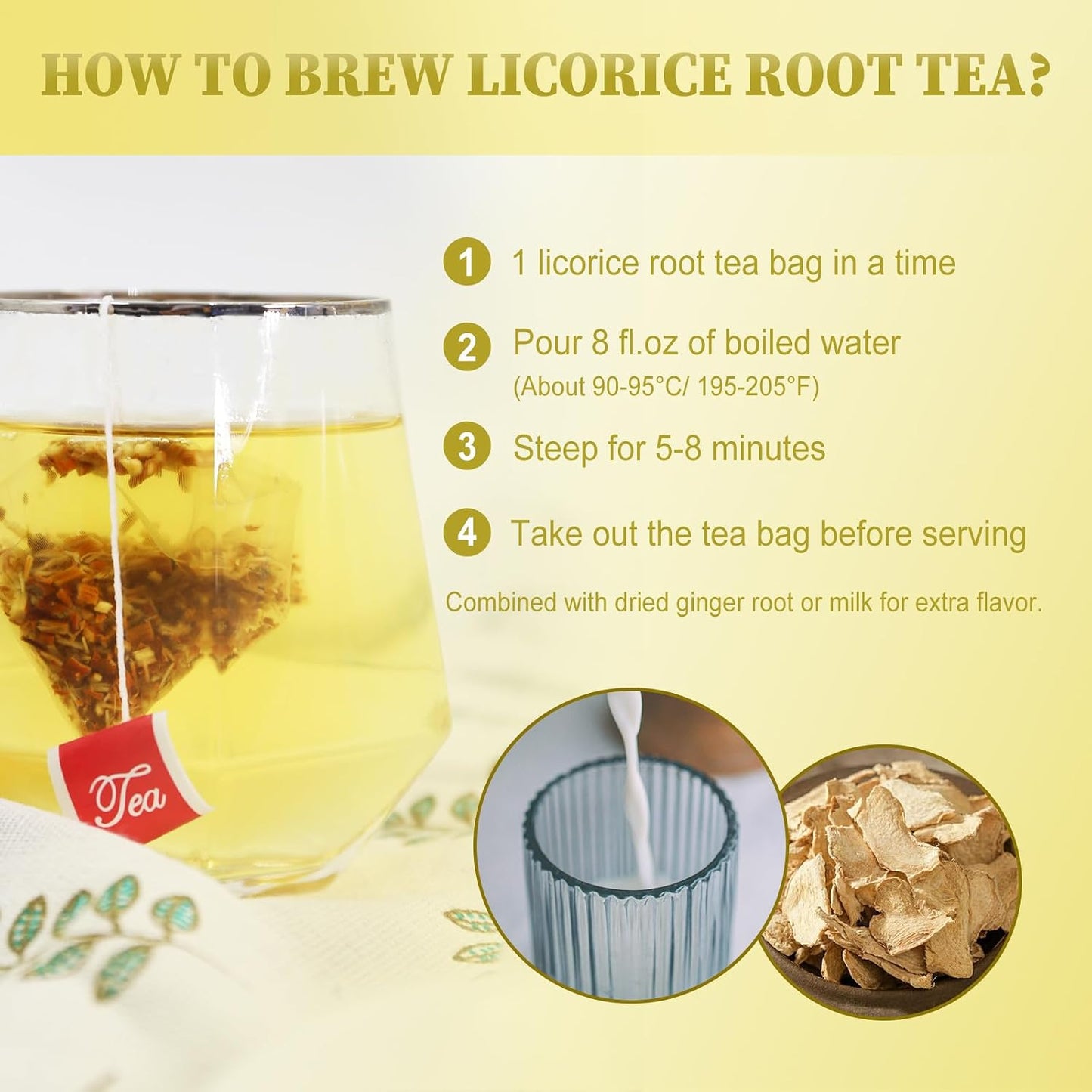 FullChea - Licorice Root Tea Bags, 40 Count, Premium Licorice Root | Naturally sweet herbal infusion, caffeine-free, traditionally enjoyed for digestion and respiratory wellness