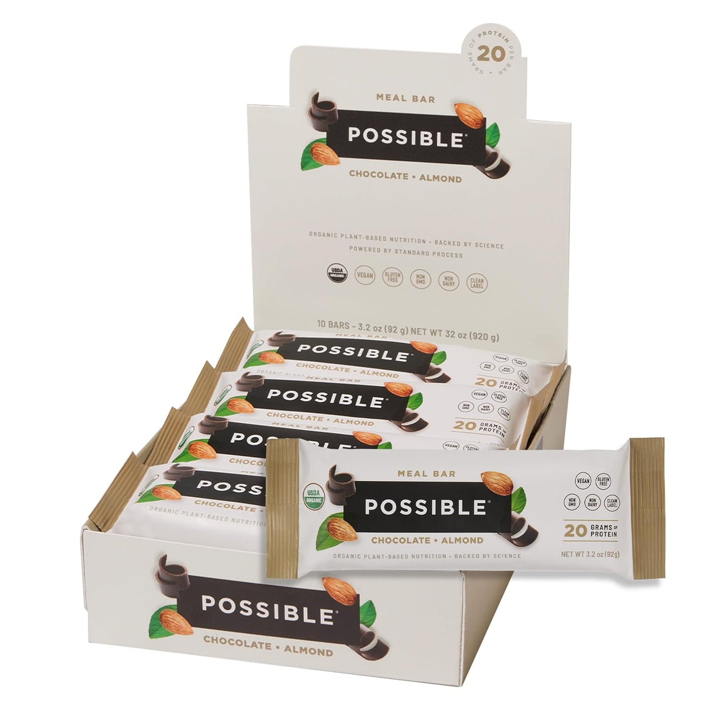 POSSIBLE Meal Bar, Chocolate Almond, 10 Count (Pack of 1)