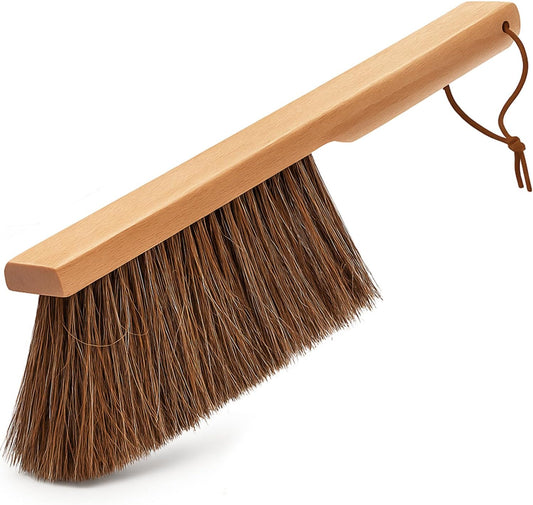 Takavu Multi-Purpose Counter Brush with Solid Wood Handle, Natural Horsehair Bristles for Gentle Dusting of Furniture,