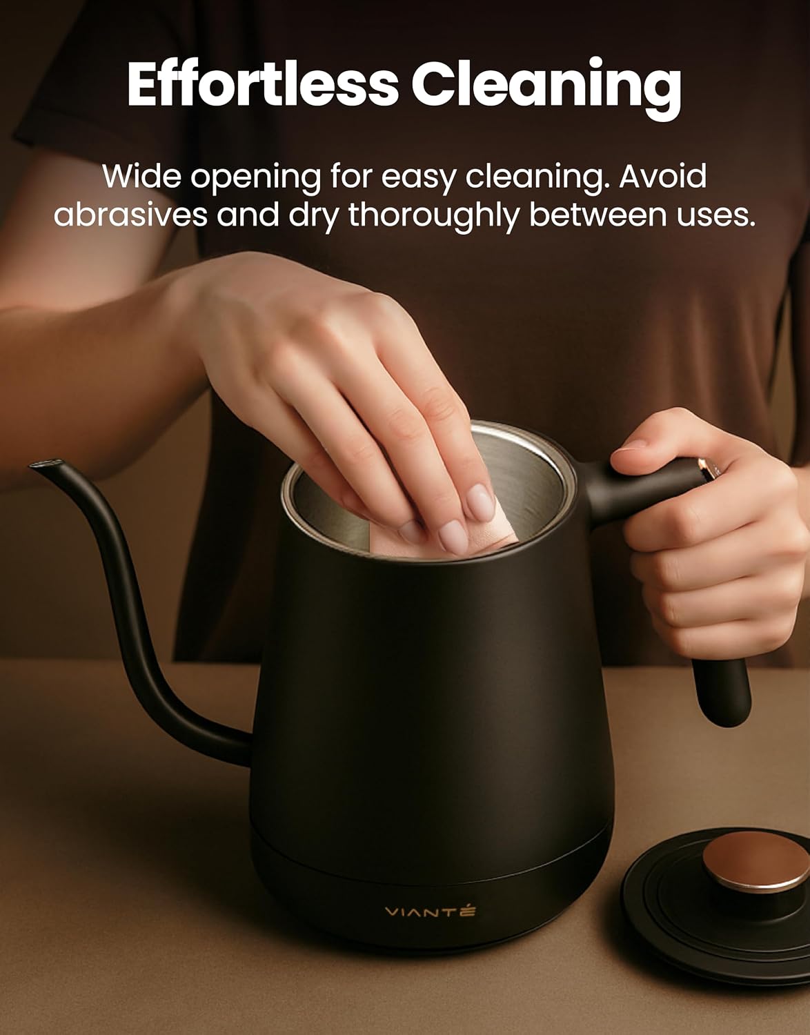 Viante Electric Gooseneck Kettle 0.8L, Pour Over Coffee &amp; Tea, Temp Control