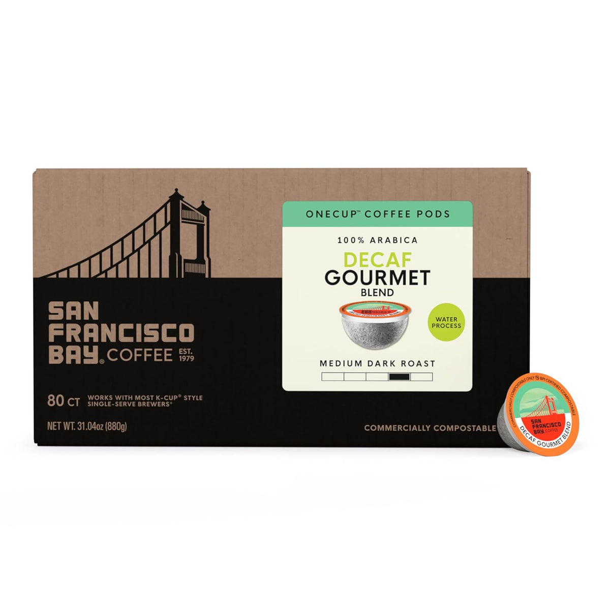 San Francisco Bay DECAF Gourmet Blend K-Cup Compatible Coffee Pods, 80 ct