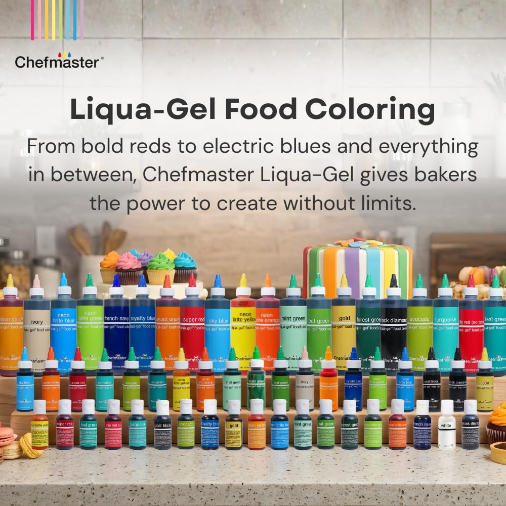 Chefmaster Leaf Green Liqua-Gel® Food Coloring | Vibrant Color | Professional-Grade Dye for Icing, Frosting, Fondant | Baking &amp; Decorating | Fade-Resistant | Easy-to-Use | Made in USA | 2.3 oz