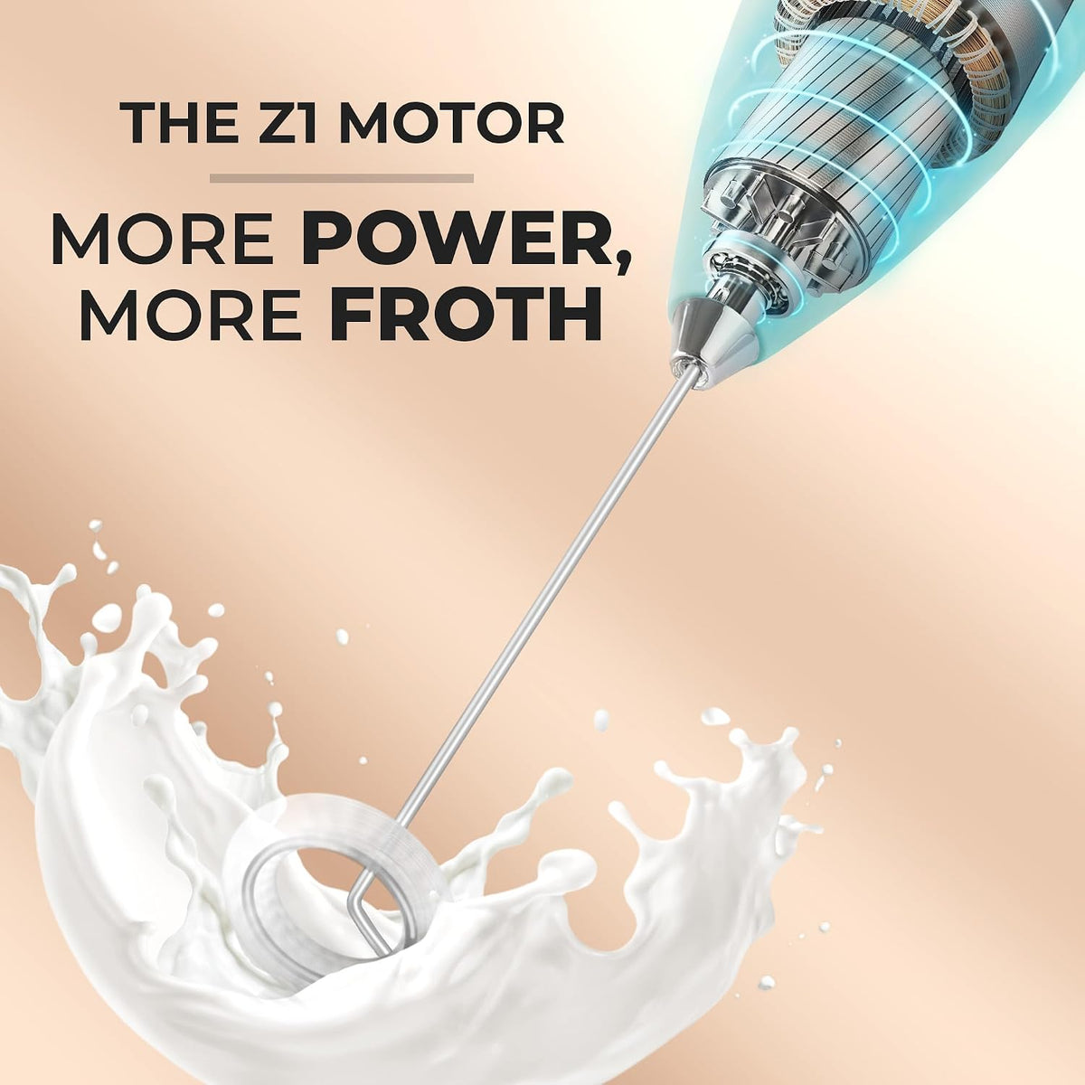 Zulay Kitchen Powerful Milk Frother Wand With Duracell Batteries - Ultra Fast Handheld Drink Mixer - Electric Whisk Foam Maker for Coffee, Lattes, Cappuccino &amp; Matcha - Z1 Motor - Fresh Mint