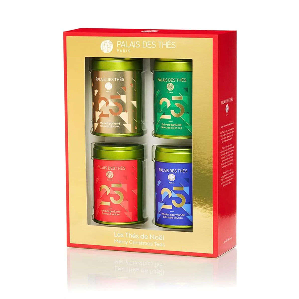 Palais des Thés - N°25 Holiday Collection Miniatures Box Gift Set - Assortment of Black, Green, Herbal, and Rooibos Teas - Variety Pack of 4 Premium Loose Leaf, 3.5oz Tin