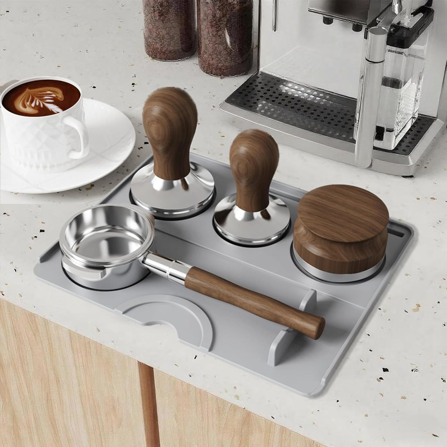 Espresso Tamping Mat, Coffee Tamper Mat, Espresso Mat for Counter, Silicone Tamper Mat, Food-grade, Non-Slip, Waterproof, Heat Resistant (Black, 9.84''x7.87'')