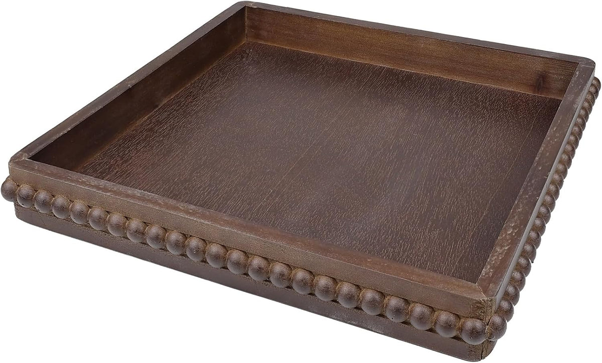 Hrastany Square Wood Decorative Serving Tray, 15"*9" Retro Brown