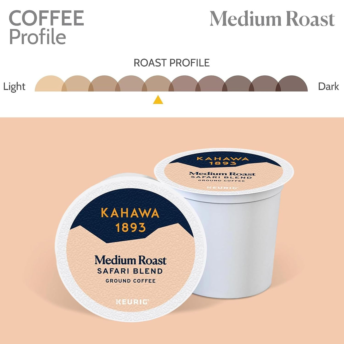 Kahawa 1893 Medium Roast Coffee K-Cup Pods Safari Blend (20 Count) | As Seen on Shark Tank, High Antioxidants, Naturally Sweet, Organically Grown &amp; Cultivated, Ethically &amp; Sustainably Sourced