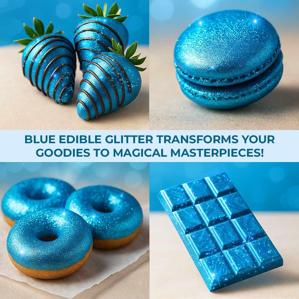 Blue Edible Glitter for Drinks Bulk 20g | Premium Edible Glitter for Cakes, Cocktails, Blue Cake Decorating Decorations Food Grade, Vegan, Kosher, Halal, Gluten Free - Made in USA