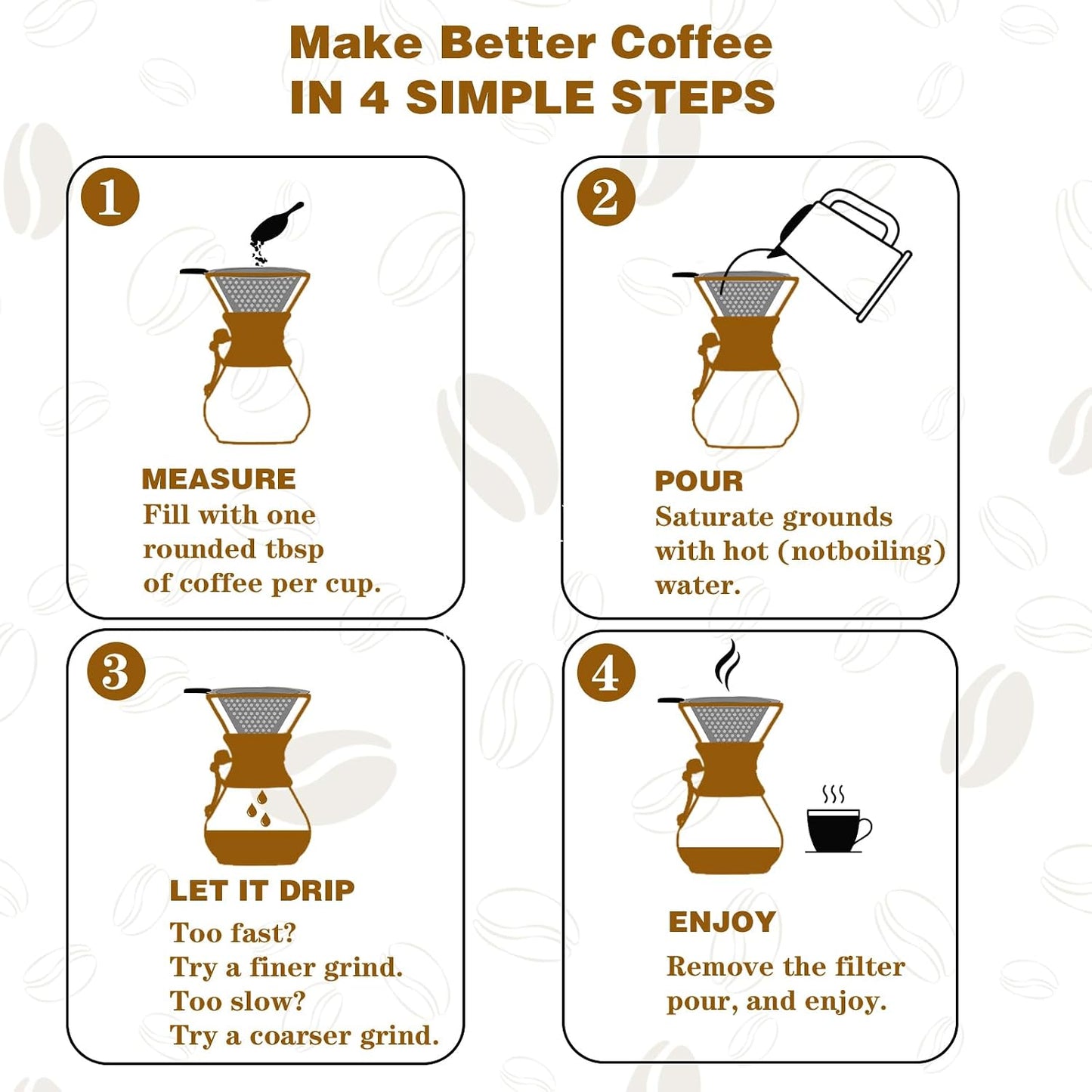 Pour Over Coffee Maker with Reusable Stainless Steel Drip Filter, Lead-Free Borosilicate Glass Coffee Carafe with Modern Wooden Collar for 1-2Cup, Circular Clear (400ml/13.5oz)