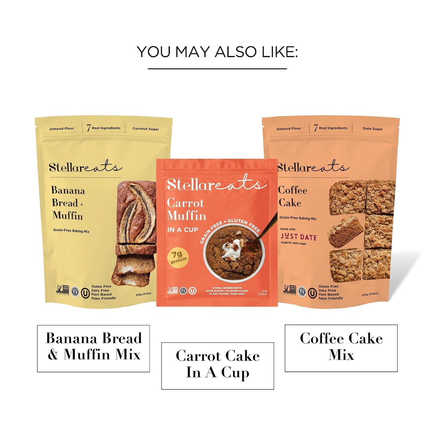 Stellar Eats Grain-Free Carrot Cake &amp; Muffin Baking Mix | Gluten-Free, Dairy-Free, Plant-Based, Paleo-Friendly | Sweetened with Date Sugar | Almond Flour-Based | Makes 1 Loaf or 12 Muffins | 1 Pack