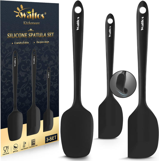 Walfos Mini Silicone Spatula Set of 3（600°F), Heat Resistant small Kitchen Silicone Spatulas, Strong Steel Core and