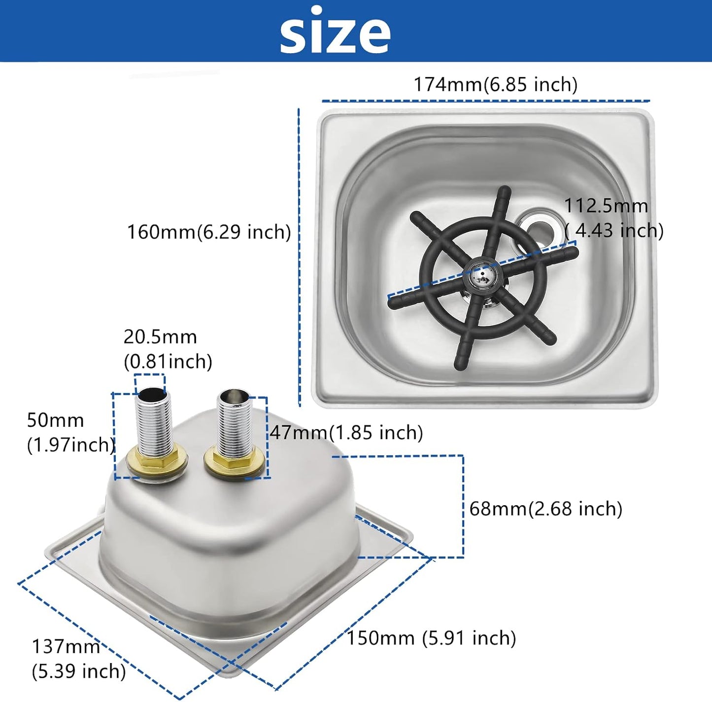 Pitcher Rinser , DIBTSA Automatic Glass Cup Washer , 304 Stainless Steel Coffee Milk Tea Cup Cleaner, for Home Kitchen Hotel Bar Restaurant (6.9x6.3x2.6 Inch)