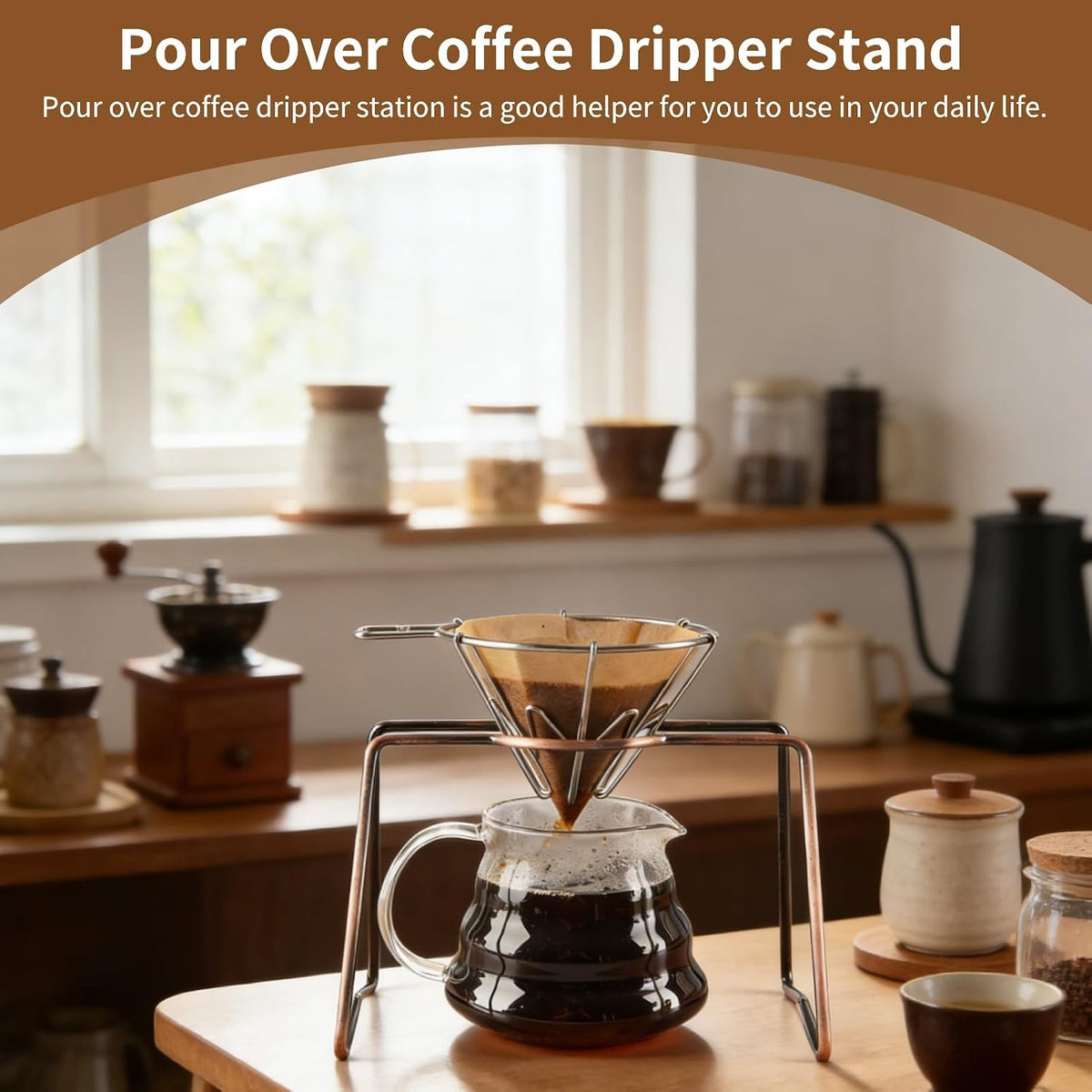 Pour Over Coffee Dripper Stand, Metal Pour Over Coffee Station Coffee Filter Holder Coffee Maker Stand for Coffee Drink Maker