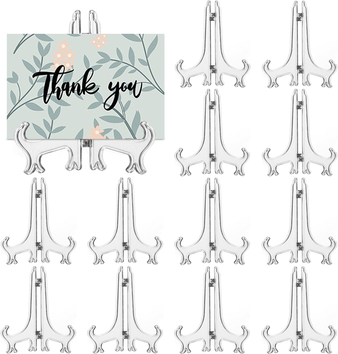 12 Pack 4 Inch Clear Plastic Easels or Stand/Plate Holders to Display Pictures or Other Items at Wed
