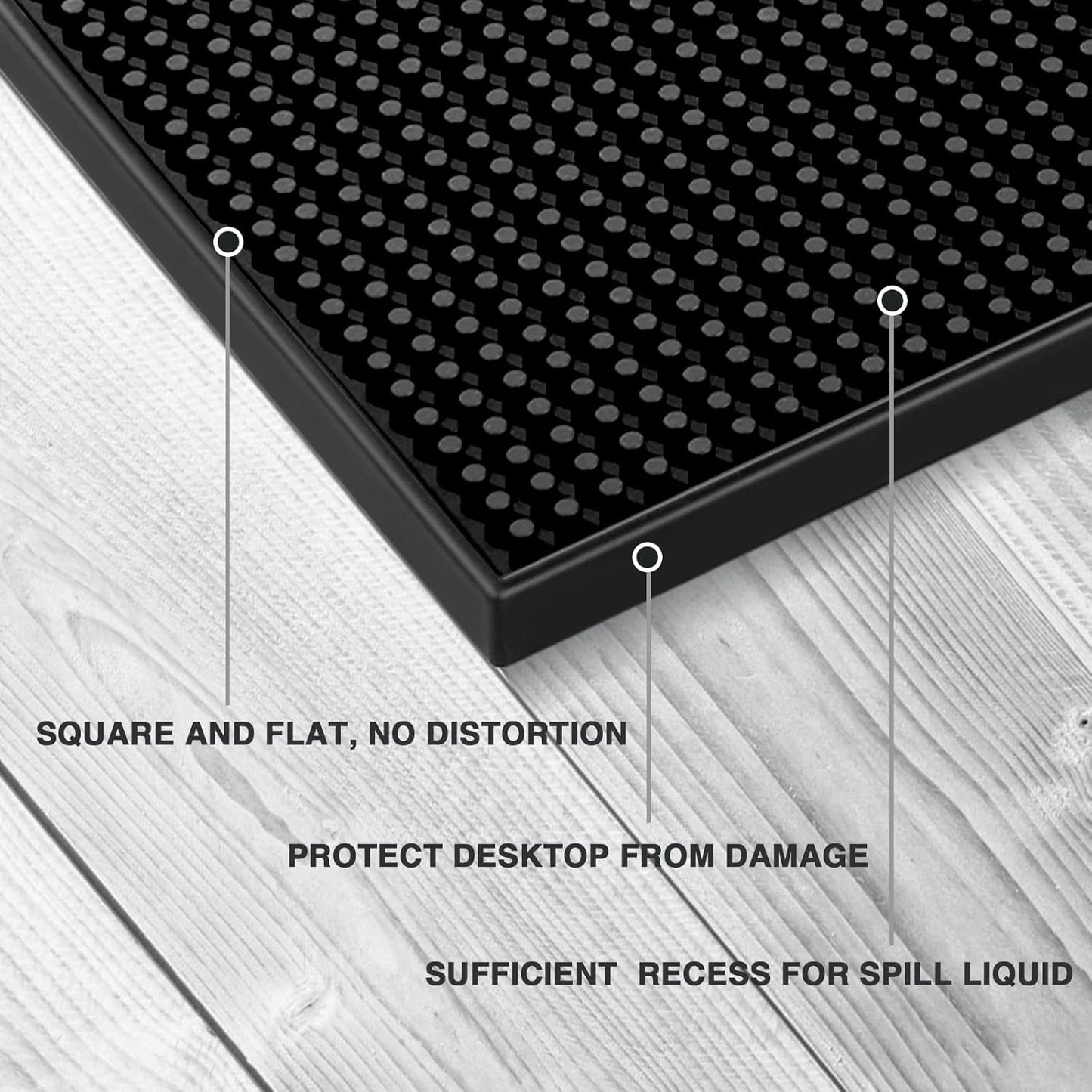 PVC Bar Service Mat for Cocktail Bartender 18x12 inches (Black)