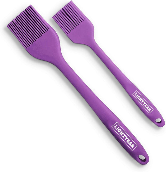 Lightyear Silicone Basting Pastry Brush Set (2 Pcs) ❘ 450°F Heat Resistant Oil Brush for Your Kitchen - Ideal For BBQ’s,