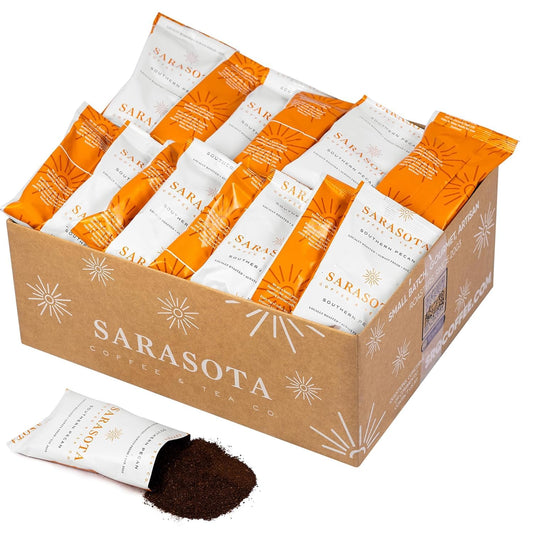Sarasota Coffee Flavored Ground Packets | Southern Texas Butter Pecan | Gourmet Medium Roast Bulk Coffee Packs | Low Acid