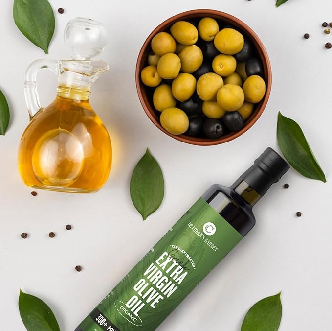 Dr. Cowan’s Garden 300+ Polyphenol Greek Extra Virgin Olive Oil - Single Estate Extra Virgin Olive Oil with Highest Polyphenols Sourced from Koroneiki Trees, Phase 2 Organic, Cold-Pressed, 16.9 FL Oz