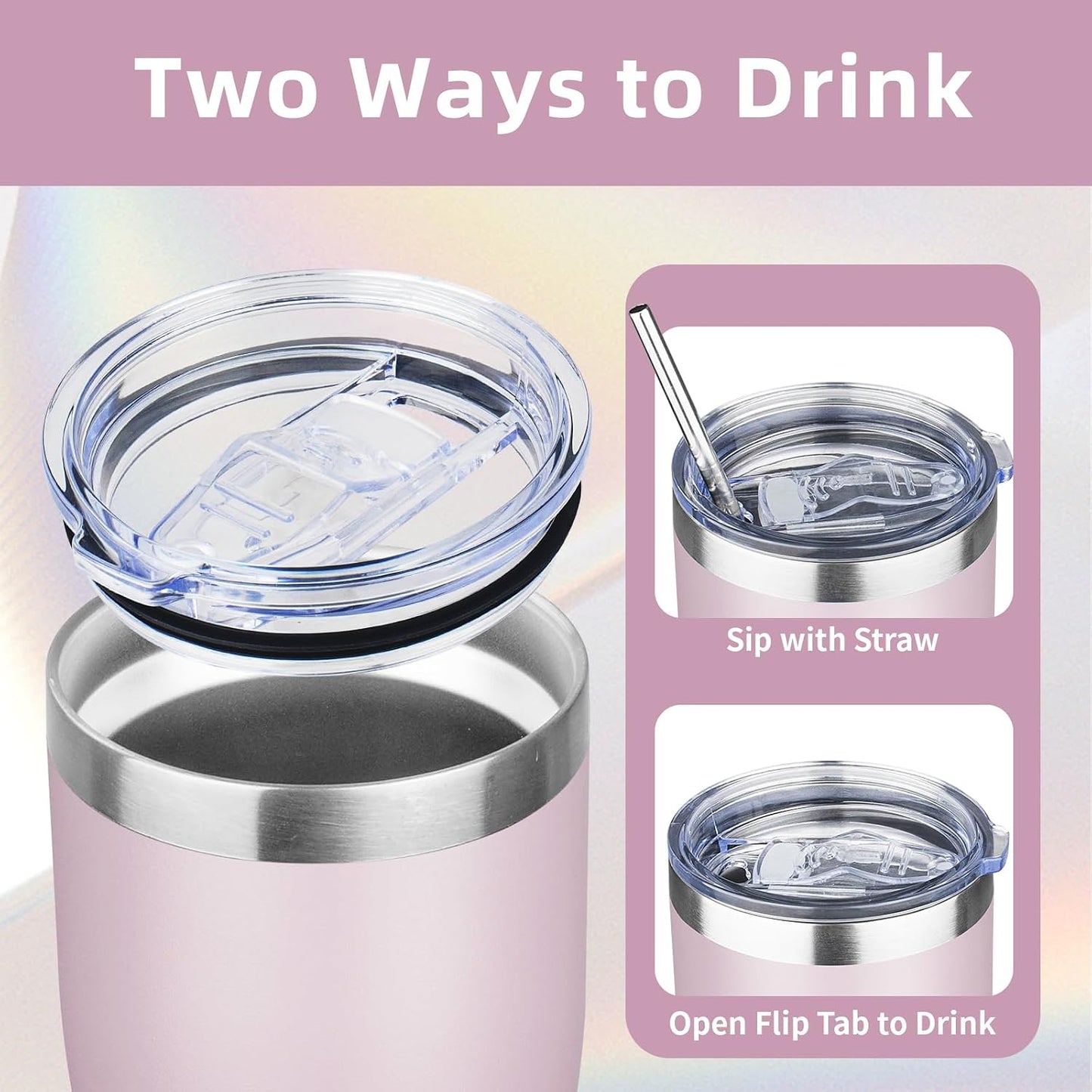 MEZMUT 20oz Insulated Tumbler with Lid Straw Travel Coffee Mug (Lavender) | Double Wall Vacuum Hot Iced Insulated Travel Cup Stainless Steel Mug Leakproof Powder Coated Metal Tumbler for Men Women