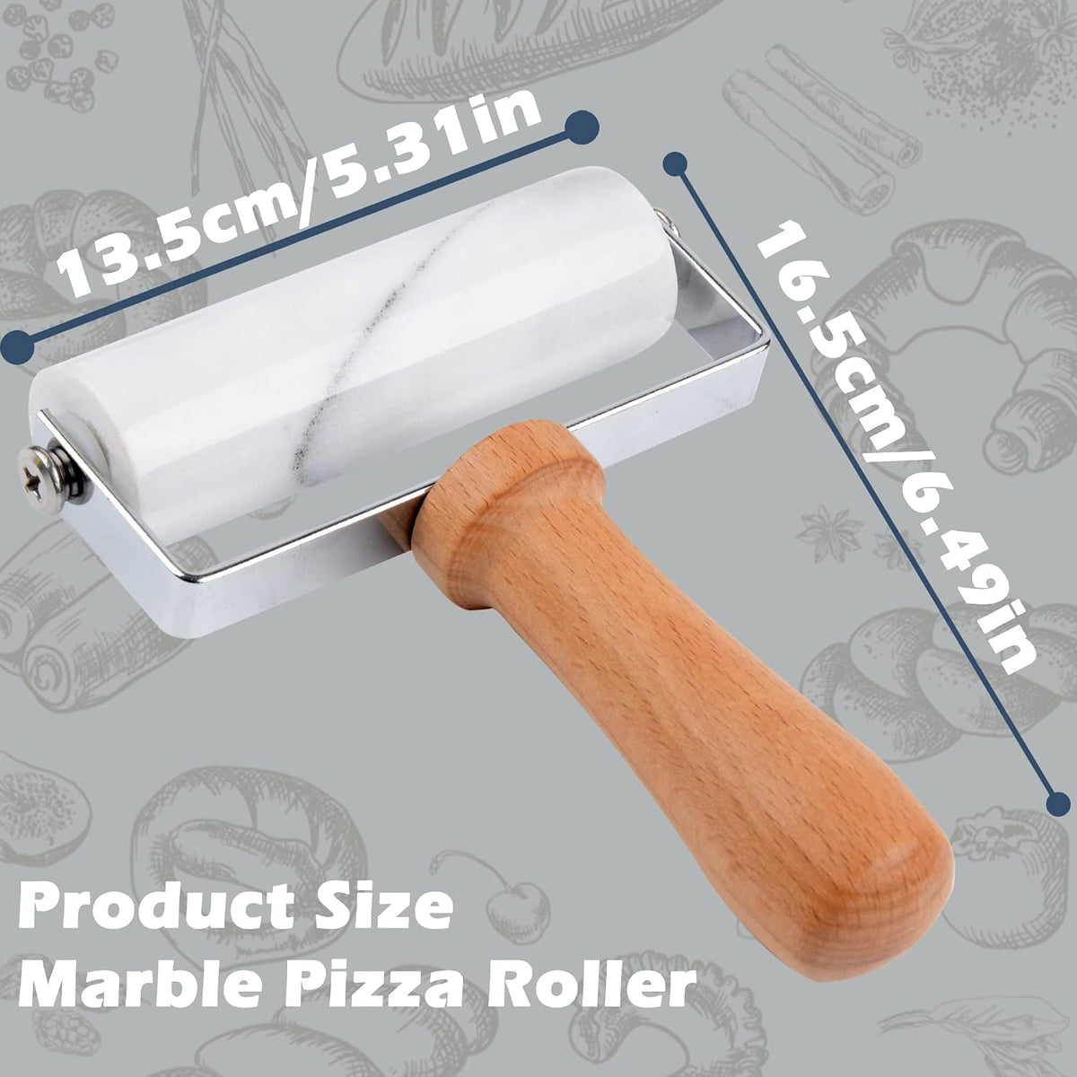 Tianman Small Marble Rolling Pin For Pizza & Baking Cooking(5.3" White).