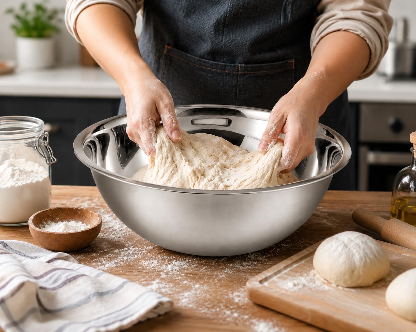 YBM HOME 10.25 Quart Stainless Steel Premium Mixing Bowl – Heavy Duty Deep Prep Bowl for Baking, Cooking, Dough Mixing, Salad Serving &amp; Commercial Kitchen Use
