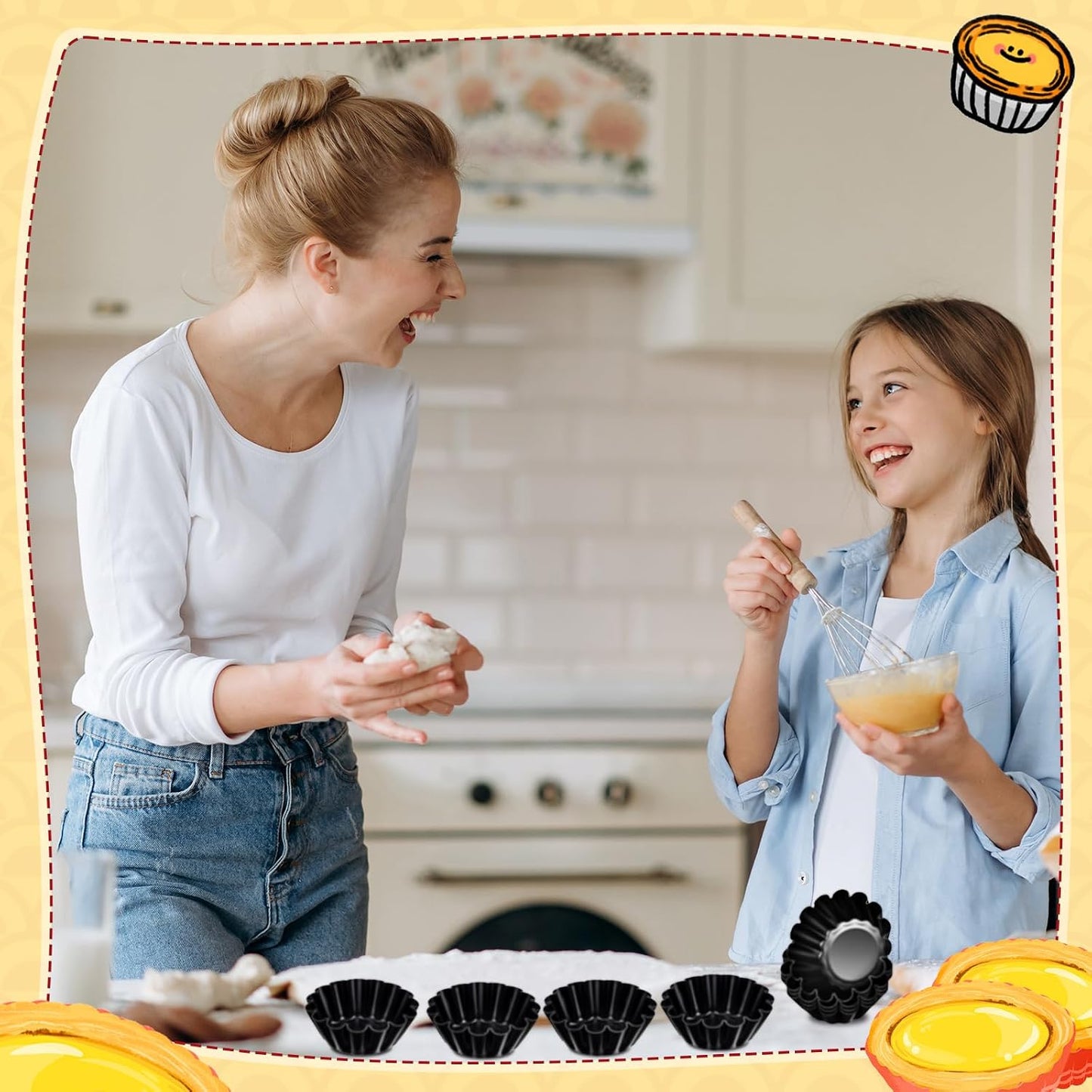LemonRoad 16 Pcs Egg Tart Molds 2.6 Inch Non-stick Carbon Steel Tart Pans | Mini Pie Molds, Muffin Cupcake Pudding Baking Cup Maker for Pies, Chinese Egg Tarts, Cakes