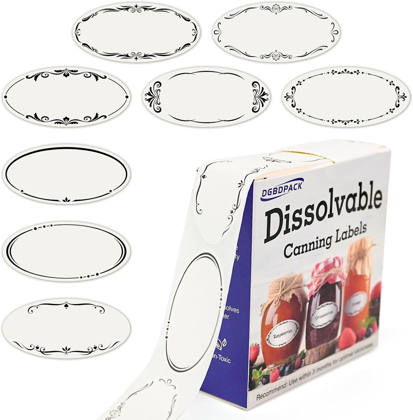 DGBDPACK Water Soluble Canning Labels, 1 x 2 1/8 in for Mason Jars 400 Pack