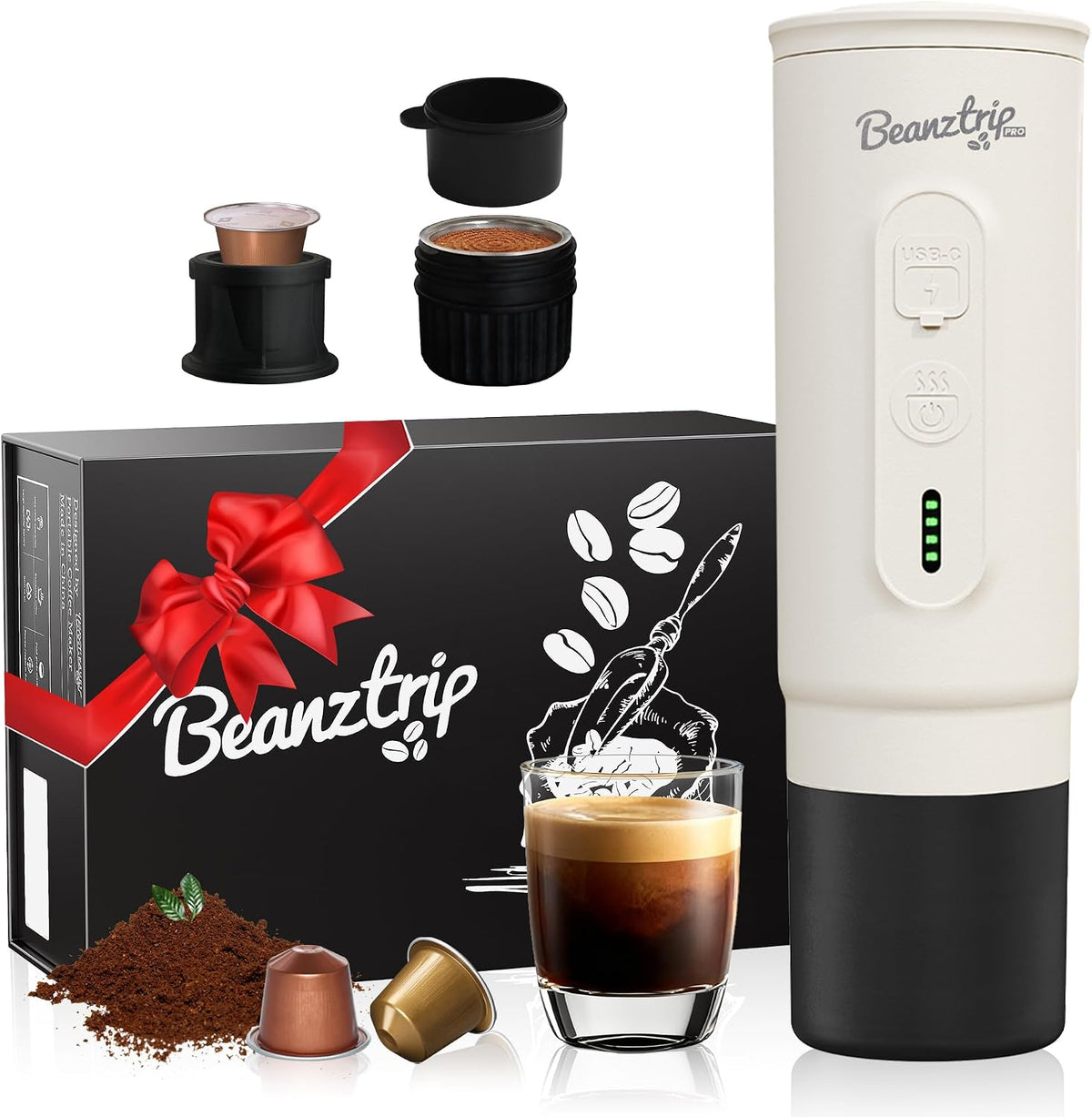 H02 PRO Portable Electric Espresso Maker, Portable Coffee Machine Compatible with NS Capsule Original Pods &amp; Ground Coffee, Mini Travel Espresso maker for Camping, Hiking, RV