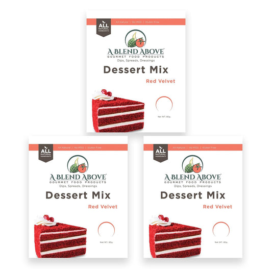 A Blend Above Red Velvet Cake Mix - No-Bake Desserts, All Natural, Gluten Free, No MSG - Instant Dessert Mix, Fruit Dip, Bagel Topping, Frosting, Cheesecake Filling - Makes 16 Oz (Pack of 3)