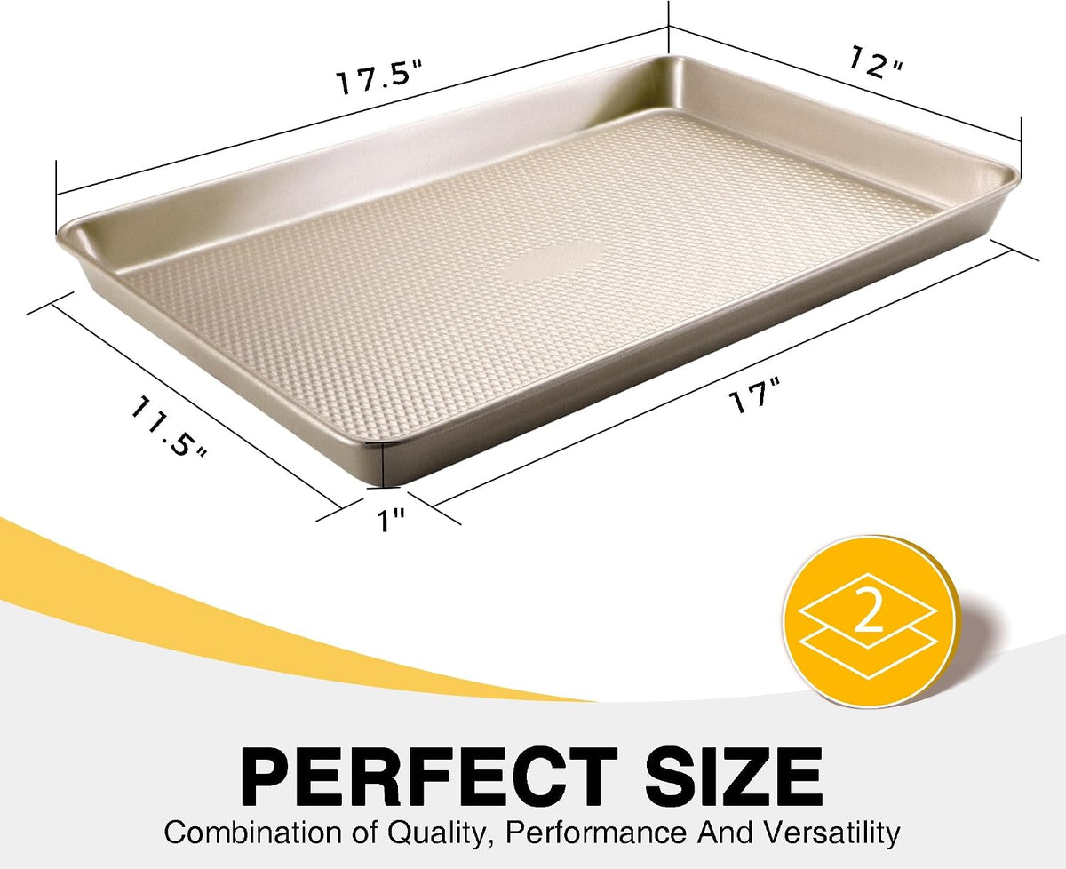 2 Pack Half Sheet Cookie Sheets for Baking, Nonstick Baking Pans