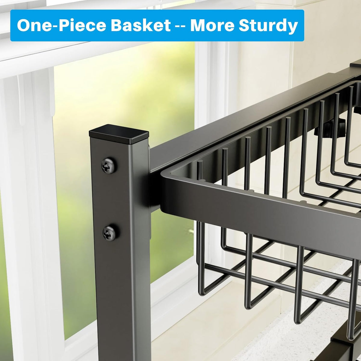 SNSLXH 4 Baskets 2-Tier Over The Sink Dish Drying Rack, 26.57"-35"