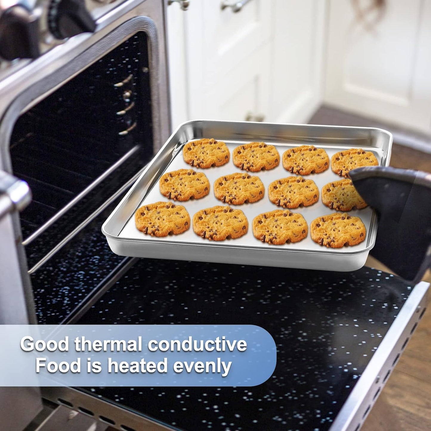 Baking Sheet with Cooling Rack (1 Cookie Sheet + 1 Baking Rack), Stainless Steel Small Baking Sheet Pan with Wire Rack, Toaster Oven Pans Size 10.4 x 8 x 1 Inch, Non-toxic &amp; Heavy Duty &amp; Non-stick