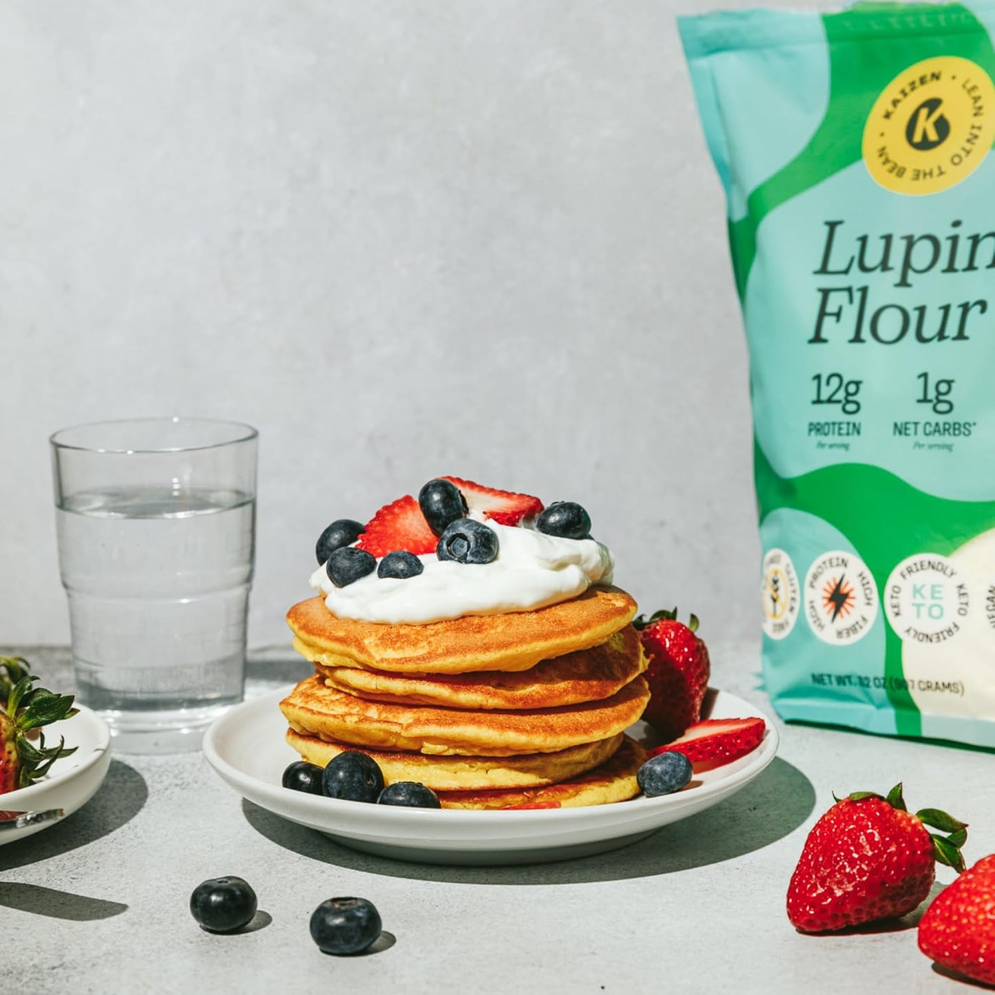 Kaizen Lupin Flour 2lbs, 12g Protein, 1g Net Carb, Keto, Gluten-Free Baking | High Fiber Ground Lupini Bean Flour, Low Carb, Low-Glycemic, Keto-Friendly, Plant-Based, Soy-Free, Non-GMO, Vegan