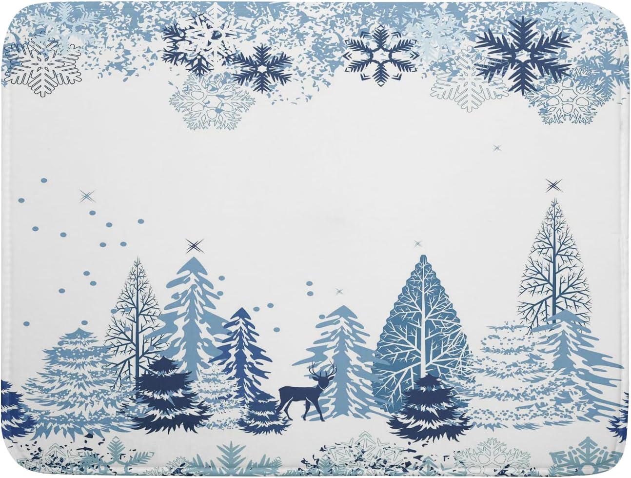 Winter Blue Snowflake Dish Drying Mat Christmas Tree Kitchen Counter Dish Drainer Mats Xmas Forest Deer Moose Dish Dry Pad